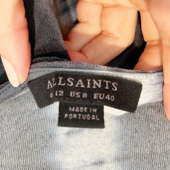 AllSaints Raffi Velvet Tie-Dye Bodysuit in Ink Blue/Grey Marl NWT - Picture 6 of 9